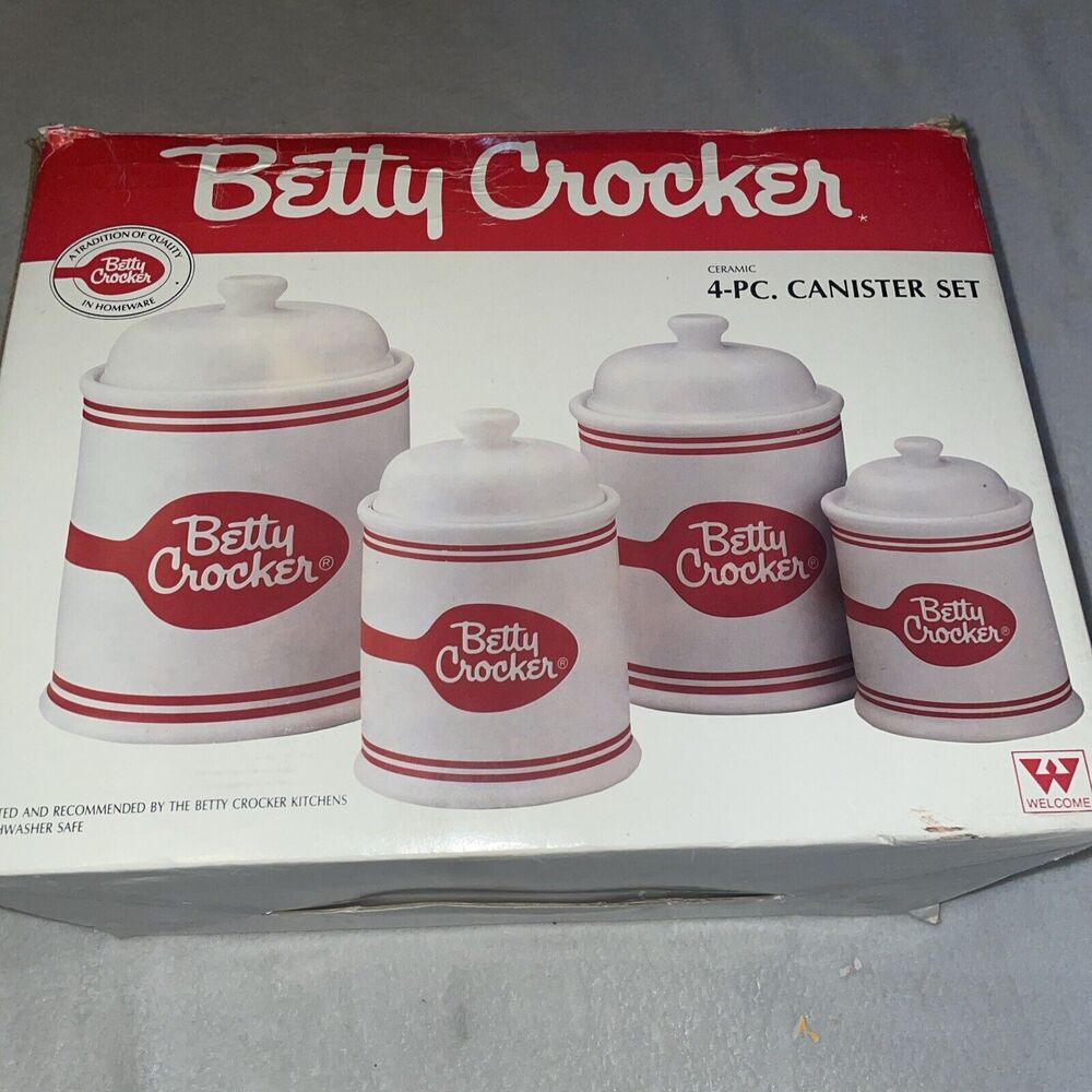 NIB Vintage Betty Crocker Kitchen Canister Collection Set of 4 Rare